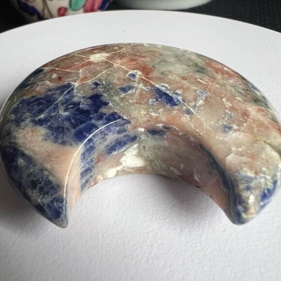 Sodalite Crystal Moon Carving (#11) - Picture 4 of 10